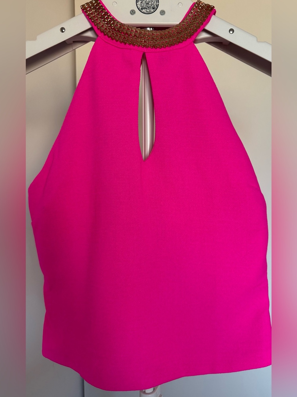 AKIRA Chicago Red Label Fuchsia Halter Top with Embellished Neckline